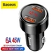 45W швидка зарядка QC4 PD3.0 автомобільний зарядний пристрій 2USB 6A Baseus чорний - зображення 3
