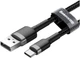 Кабель зарядний Baseus Cafule Cable USB для Type-C 3A 0.5 м Gray/Black (CATKLF-AG1) - зображення 1