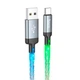 Кабель заряджання Hoco U112 Shine 3А 1М LED Charging Data Cable для USB для Type-C для телефону/смартфону Сірий - зображення 1