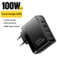 Быстрое зарядное устройство Essager 100W GAN 2xType-C + 2xUSB ES-CD37 чорний (0122) - изображение 2
