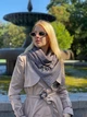 Шарф My Scarf гусяча лапка синя бежевий кежуал віскоза, трикотаж декор-застібка кільця - зображення 4