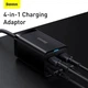 Мережевий зарядний пристрій Baseus GaN3 Pro Desktop Fast Charger 2xUSB-C+2xUSB-A+Кабель C to C (1м) 65W з вилкою CN(Китай) + перехідник EU / CCGP040001 | Black |752237 - зображення 3