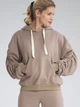 Bluza damska z kapturem kangurka Figl M801 S Beżowa (5902194407168) - obraz 1