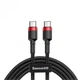 Кабель зарядный Baseus Cafule Type-C to Type-C 3A QC3.0 PD 2.0 2 м Black/Red (YM0371) - изображение 2