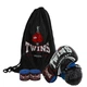 Перчатки для бокса с бинтами в комплекте Twins Special 9943 10 унций Black-Blue - изображение 3