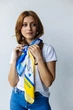 Шовкова патріотична хустка "Україна - столиця гідності" 68х68 см Друк односторонній Жовто-блакитний - зображення 4