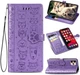 Чохол Embossed Cat and Dog для Iphone 11 Pro книжка з візитівкою шкіра PU фіолетовий - зображення 1