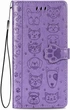 Чехол Embossed Cat and Dog для Xiaomi Poco X3 / X3 Pro книжка кожа PU с визитницей фиолетовый - изображение 2