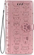 Чехол Embossed Cat and Dog для Xiaomi Poco X3 / X3 Pro книжка кожа PU с визитницей розовое золото - изображение 2