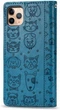 Чохол Embossed Cat and Dog для Iphone 11 Pro книжка з візитницею шкіра PU блакитний - зображення 3