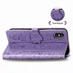 Чехол Embossed Cat and Dog для IPhone XS Max книжка с визитницей кожа PU фиолетовый - изображение 5