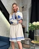 Жіноча етнічна сукня з машинною вишивкою гладдю M бежева (5528) - изображение 8