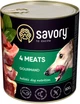 Влажный корм для взрослых собак Savory с четырьмя видами мяса 800 г (4820232630402) - изображение 1