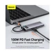 USB-Hub Baseus Metal Gleam Series 6-in-1 Multifunctional Type-C HUB Docking Station Gray - изображение 7