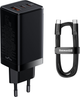 Ładowarka sieciowa Baseus GaN3 Pro Fast Charger 2C + U Cable 65W Type-C to Type-C 100W 20V/5A 1 m Czarny (CCGP050101) - obraz 1