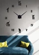Настінний годинник DIY 3D "Cats" чорний - Великий безкаркасний 3Д годинник 60-130 см, самоклеячий (101129) - зображення 2