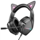 Ігрові навушники BOROFONE BO106 CAT EAR з мікрофоном та підсвіткою Чорний-Рожевий - зображення 1