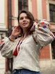 Украинская женская вышиванка цветочная "Анемона" вышитая блуза бохо на льняной ткани с хлопковым кружевом 12508-48 (L) - изображение 5