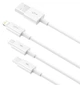 Кабель синхронізації зарядки 3 в 1 Baseus Data Cable USB для Micro+Lightning+Type-C 3 in 1 M+L+C 3.5A 1.5 м для пристроїв iOS Android (iPhone/Samsung/Xiaomi/Huawei/Meizu) White - зображення 2