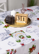 Новогодняя праздничная льняная хлопковая скатерть накидка на обеденный стол с узором 150х220 см (475709-Prob) Санта - изображение 3