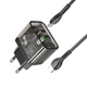 Блок питания Hoco N34 Dazzling + кабель Type-C (PD 20 Вт, QC 3.0, USB Type-C USB Type-A, мощный, с быстрой зарядкой) - Черный - изображение 3