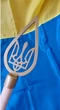 Золотая металлическая верхушка на флаг с Тризубом в капле, держатель флага стальной формы капли, верхушка на флагшток, размер 21х9 см - изображение 3