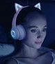 Навушники FINGERTIME BT029C CAT EAR з мікрофоном та підсвічуванням з котячими вушками, бездротові + дротові, колір фіолетовий - зображення 14
