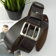 Ремень мужской кожаный JK-4561 brown широкий коричневый двухшпеньковый (120 см) - изображение 9