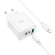 Мережевий зарядний пристрій Hoco Type-C to Lightning cable Pure power three-port C126A USB 2хType-C 40W 3A - зображення 2