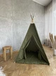 Вігвам дитячий Zhukokids однотонний з ковриком і фіксатором 115x115x190 Хакі - зображення 9