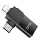 Перехідник 2в1 Type-C та Lightning на USB для підключення флешок HOCO (USB2.0 OTG). Black - зображення 2
