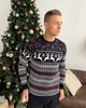 Мужской новогодний свитер с оленями "Deer" Тёмно-синий, размер XL - изображение 2