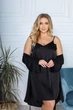 Нічна сорочка з халатом (комплект м. 110) - шовкова - 2XL - Чорна - изображение 4