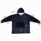 Толстовка-плед с капюшоном и рукавами Huggle Hoodie Blanket синего цвета теплая флисовая плед-худи оверсайз универсального размера для взрослых домашний халат-плед для отдыха сна просмотра фильмов и чтения с возможностью машинной стирки - изображение 2