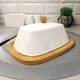 Белая фарфоровая маслёнка на бамбуковой основе Bona - изображение 3