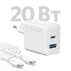 Мережевий зарядний пристрій ANKER PowerPort 312 - 20W USB-C & USB-A + USB-C cable - зображення 2
