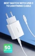 Зарядний пристрій Ugreen QC 4.0 PD 3.0 20W + Кабель Ugreen MFi USB-C to Lightning 1.5 м White (CD238) - зображення 2