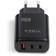 Зарядное устройство Vinga GaN 65W PD+QC 2C1A ports Wall Charger (VCPCHCCA65B) - изображение 5