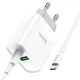Мережевий зарядний пристрій Hoco C80A Rapido 20 Вт USB-C+USB-A PD/QC з кабелем Type-C білий - зображення 3