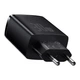 Мережевий зарядний пристрій Baseus 2USB Type-C 3A QC3.0 PD3.0 потрійний адаптер 30W з швидкою зарядкою, Чорний - зображення 5
