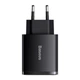 Мережевий зарядний пристрій Baseus 2USB Type-C 3A QC3.0 PD3.0 потрійний адаптер 30W з швидкою зарядкою, Чорний - зображення 4