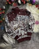 Мужской новогодний свитер с оленями "Snowy Forest" Бордовый, под шею, размер L - изображение 1