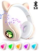 Наушники с кошачьими ушками Беспроводные Wireless headphones Cat ear CXT-B39 Бежевые с Bluetooth гарнитурой и LED подсветкой - изображение 1