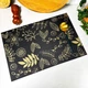 Прямоугольная чёрная сервировочная салфетка 45*30 см Золотые цветы (17-Б) - изображение 1