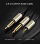 Кабель аудіо Ugreen 3.5 mm to 2х 2pin 6.35 mm F/M адаптер 2M Black (YM835) - зображення 3