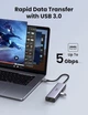 USB-хаб Ugreen USB type-c багато портів адаптер концентратор 7 в 1 алюмінієвий 100 B Grey (YM1007) - зображення 5