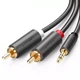 Кабель аудіо Ugreen 3.5 mm to 2RCA стерео розгалужувач PVC 1М Grey (YM833) - зображення 1