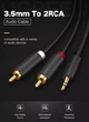 Кабель аудіо Ugreen 3.5 mm to 2RCA стерео розгалужувач PVC 1М Grey (YM833) - зображення 2