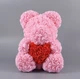 Мишка из роз розовый с красным сердцем 35 см. - изображение 4