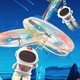 Летающий космонавт спиннер бумеранг запускалка с LED подсветкой, ударостойкий левитирующий астронавт Белый - изображение 3
